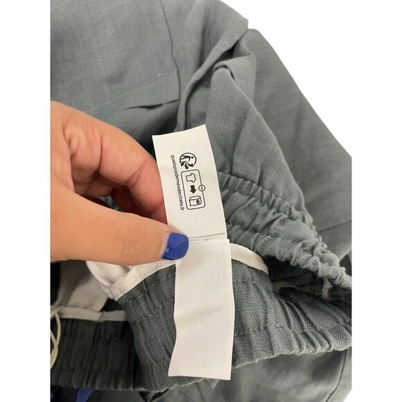 Zara Womens Linen Pants Medium M Trousers Grren Wide-Leg 5070/130 NWT - Picture 10 of 14